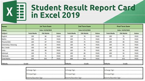 student report template excel